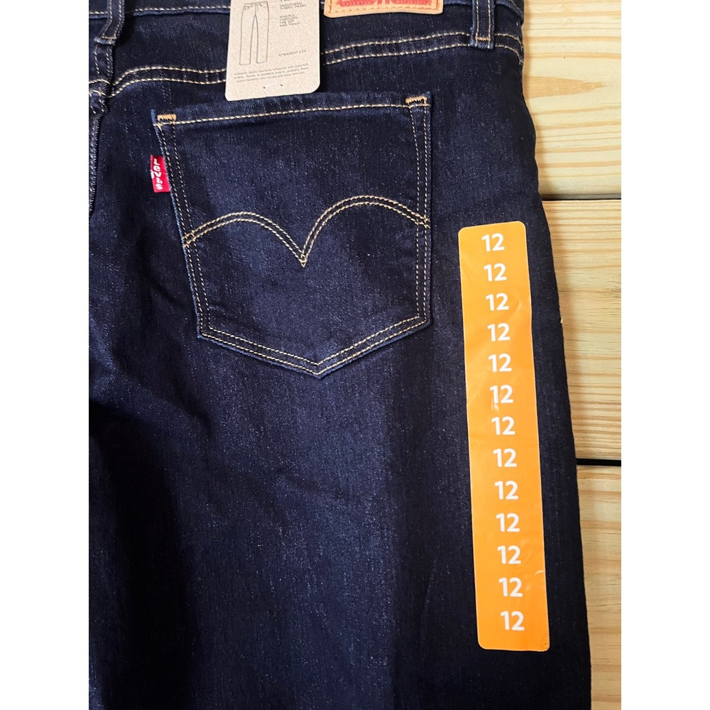 Levis 314 Shaping Straight Jeans Womens 12 31 Dark Wash Indigo Stellar Stretch - Picture 3 of 5